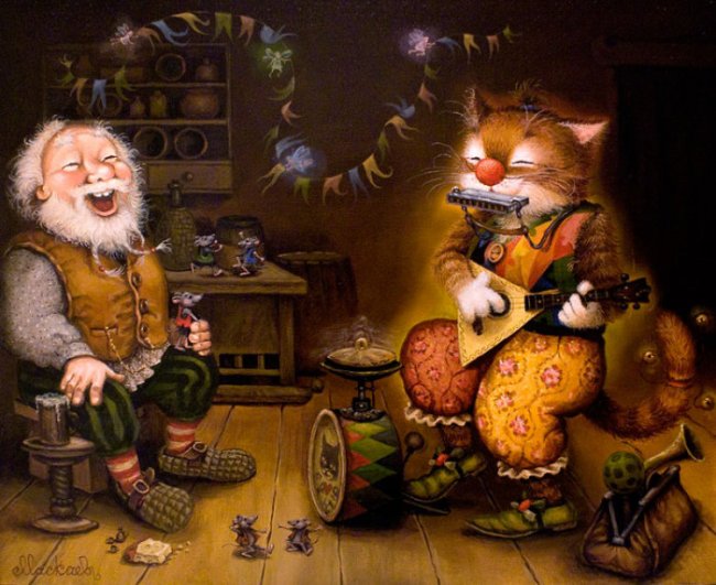 «Картины от печки»: приключение кота Кузьмы в сказочных работах Александра Маскаева